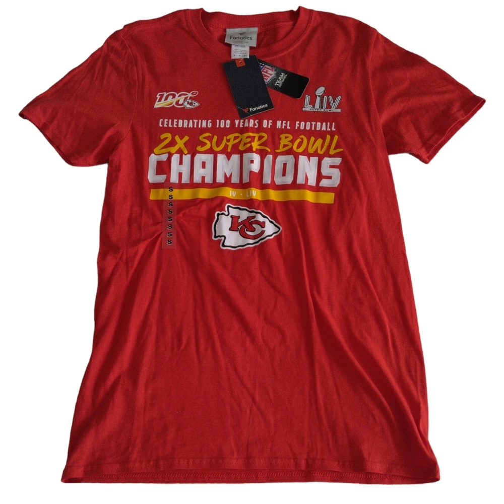 NWT Fanatics NFL Size Small KS Red Short Sleeve Super Bowl T-Shirt
